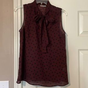 Halogen sheer top with tie neck